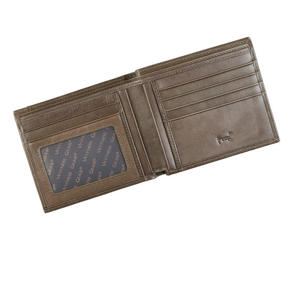 John 3:16 Cross Taupe Full Grain Leather Wallet - Unique Catholic Gifts