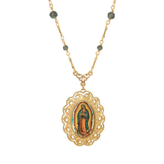 Our Lady of Guadalupe Oval Pendant Necklace