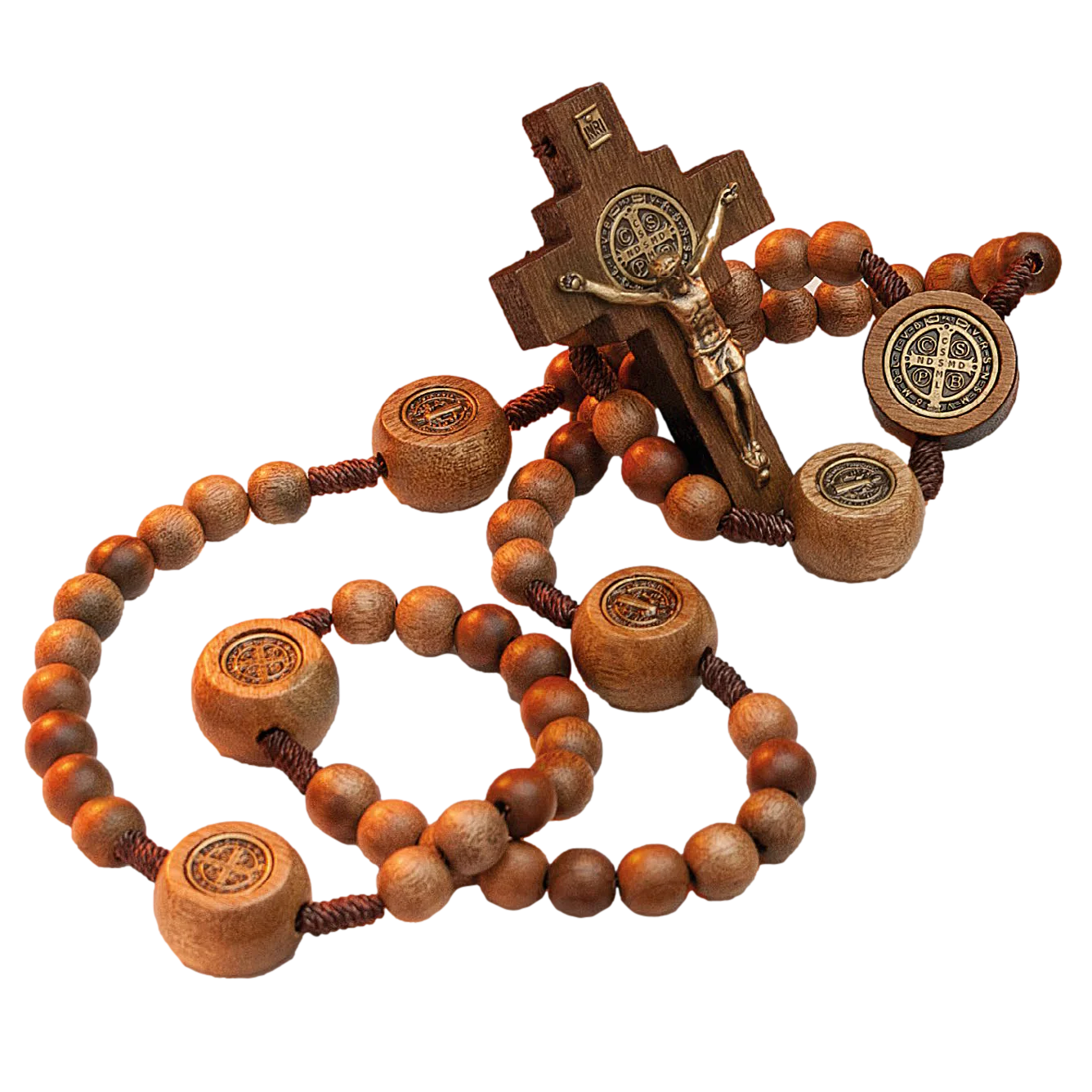 Large Saint Benedict Italian Wood Rosary 10mm - Unique Catholic Gifts