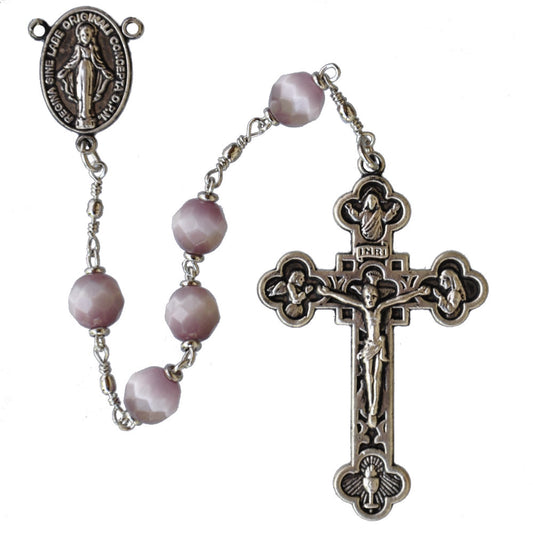 Lavender Cats Eye Rosary (8mm) - Unique Catholic Gifts