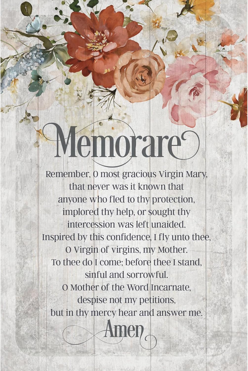 Memorare Wood Standing/Wall Plaque 6"x9" - Unique Catholic Gifts