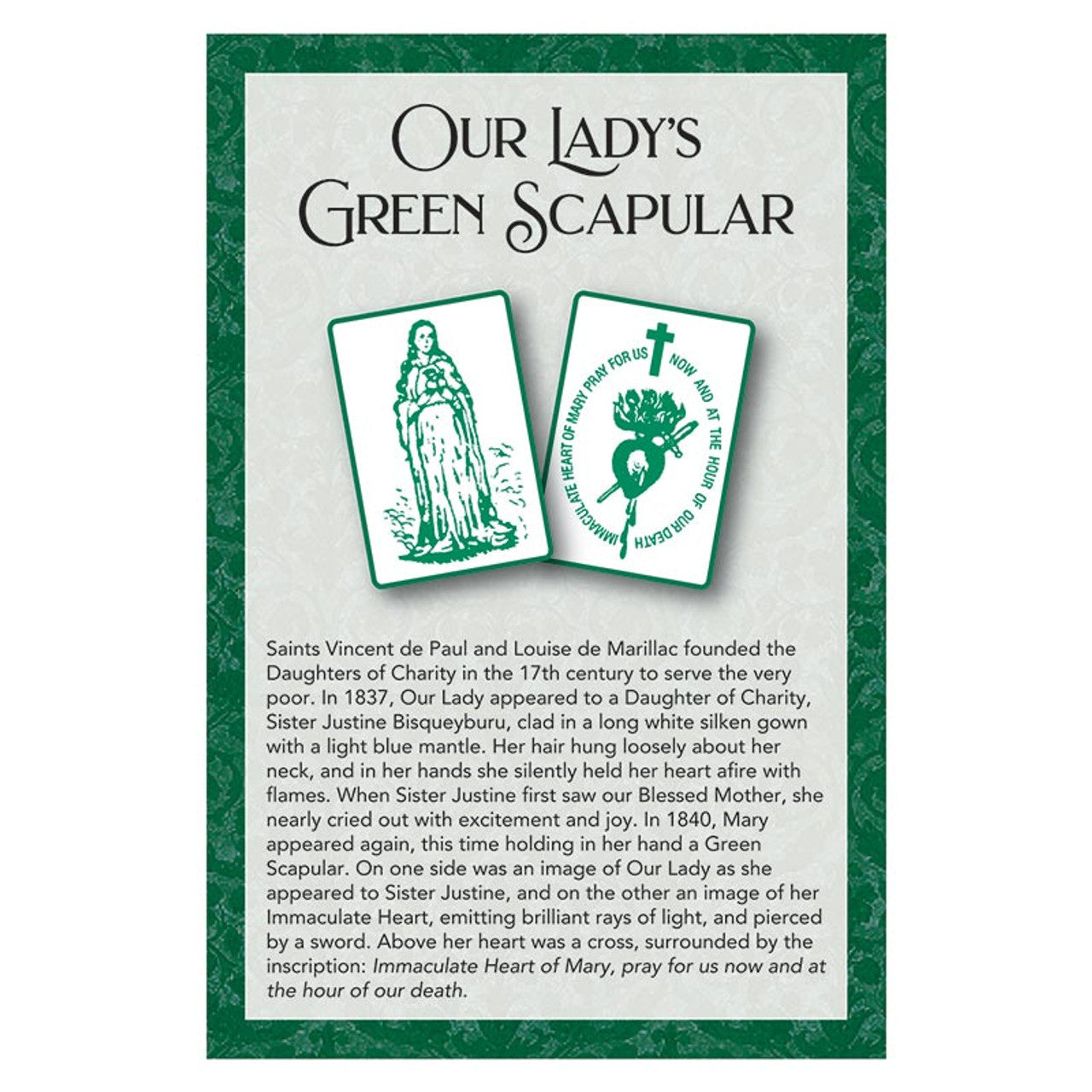 Cordless Green Scapular with Card