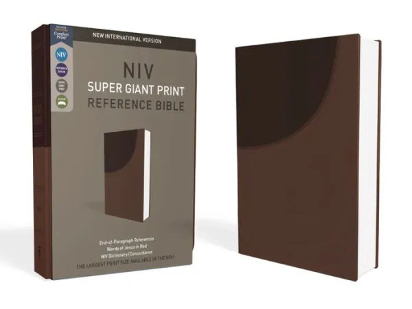 NIV Super Giant Print Reference Bible, Leathersoft, Brown, Red Letter, Comfort Print by Zondervan - Unique Catholic Gifts