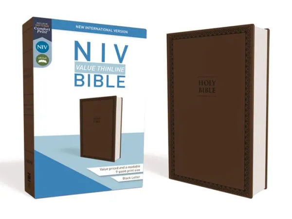 NIV Value Thinline Bible, Leathersoft, Brown, Comfort Print by Zondervan - Unique Catholic Gifts