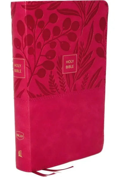 NKJV, End-of-Verse Reference Bible, Personal Size Large Print, Leathersoft, Pink, Red Letter, Comfort Print: Holy Bible, New King James Version - Unique Catholic Gifts