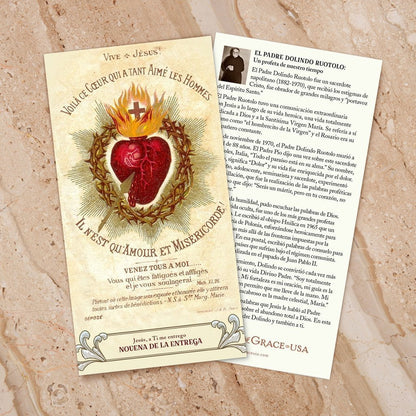 Novena de la Entrega – Tríptico de estampa(Letra Grande)3"x5" - Unique Catholic Gifts