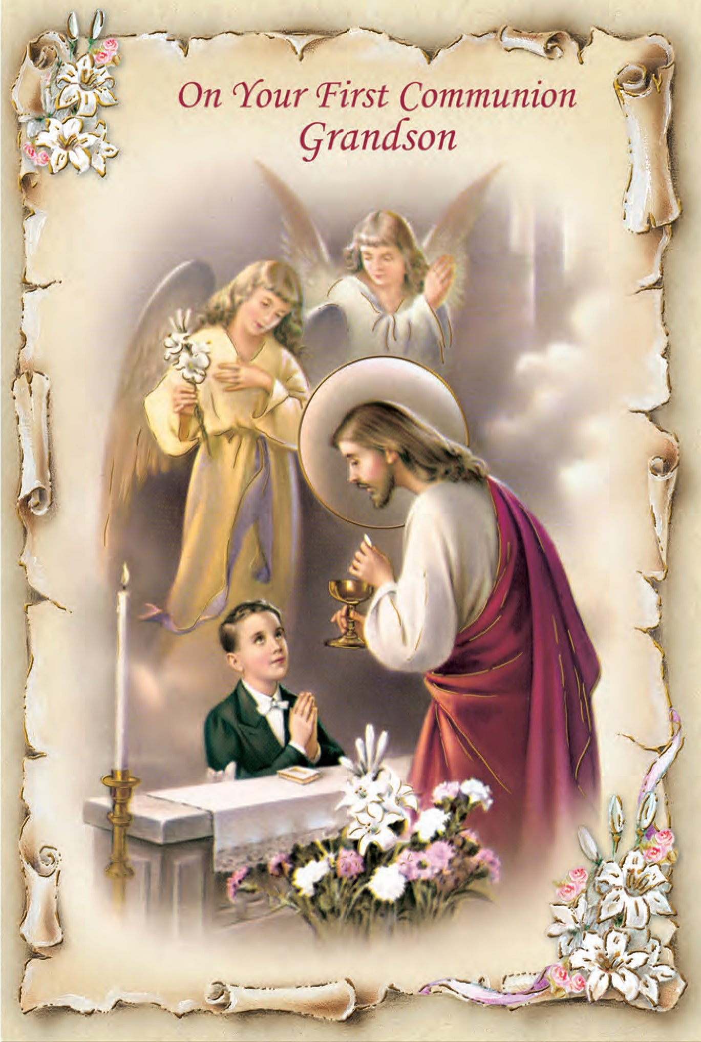 On Your First Communion Grandson Greeting Card - Unique Catholic Gifts