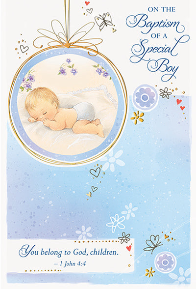 On the Baptism of a Special Boy Greeting Card - Unique Catholic Gifts