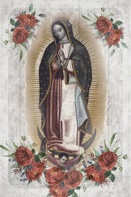 Our Lady of Guadalupe Wood Frame Wall Plaque 6"x9"