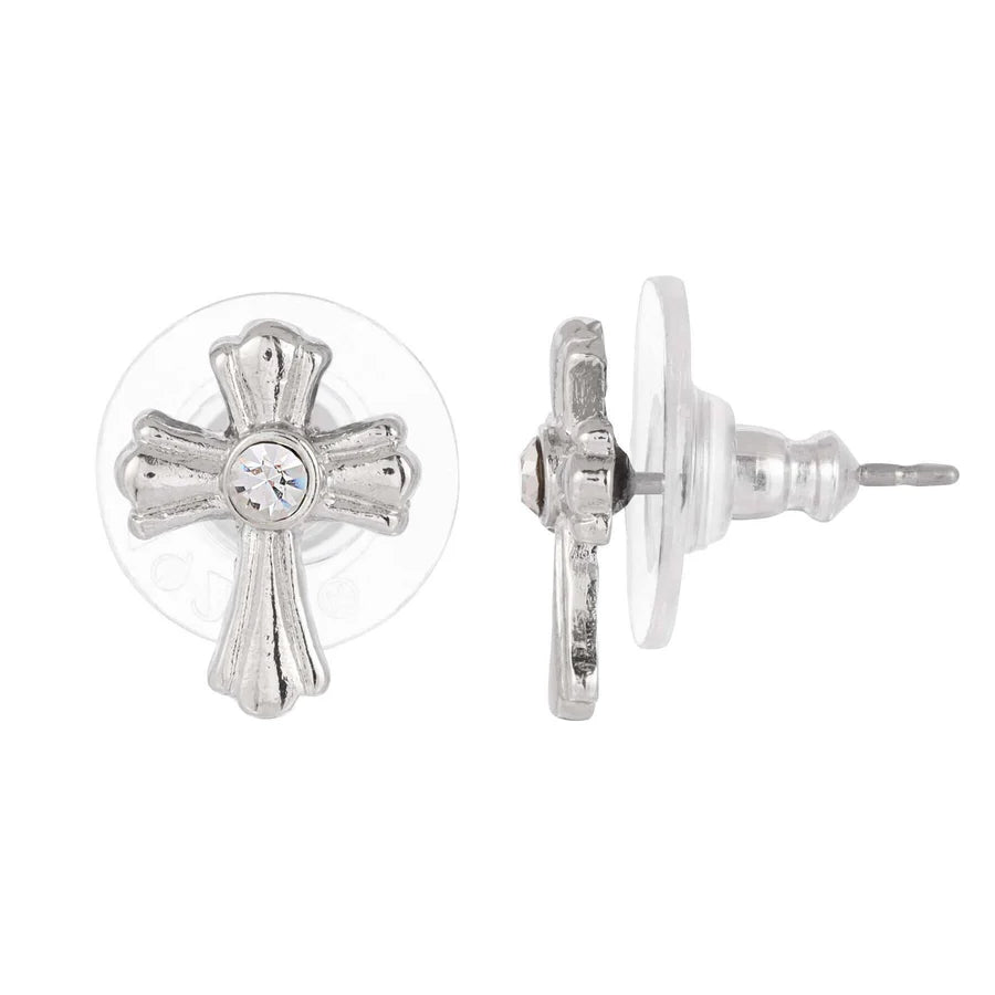 Petite Crystal Cross Stud Earrings