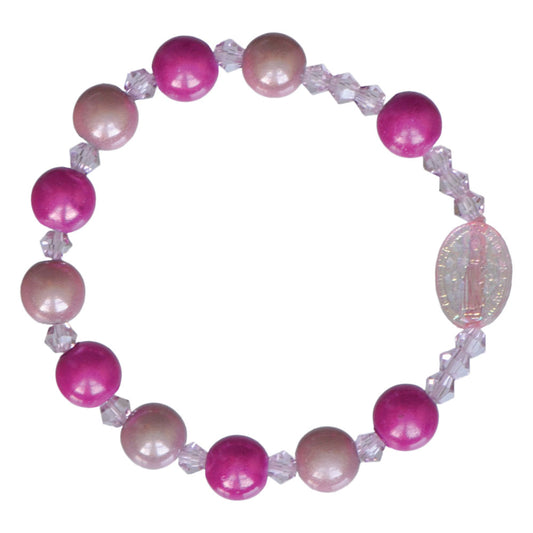 Smooth Pink Acrylic Children’s Rosary Bracelet (8MM)