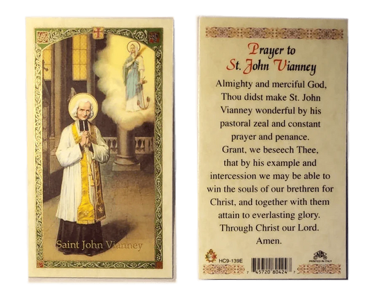 Saint John Vianney Laminated Holy Card (Plastic Covered) - Unique Catholic Gifts