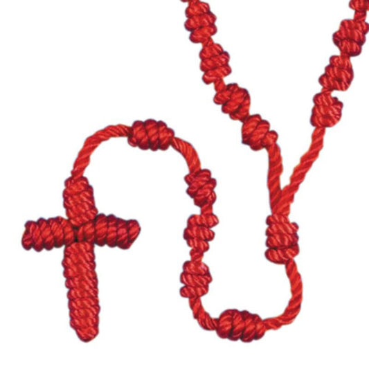 Red Knotted Cord Rosary