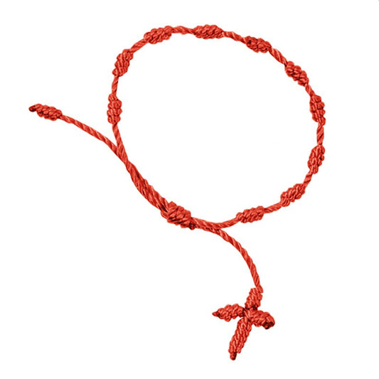 Red Knotted Cord Rosary Bracelet