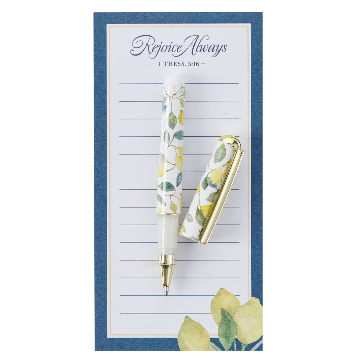 Rejoice Always Magnetic Notepad and Pen Gift Set Thessalonians 5:16 - Unique Catholic Gifts