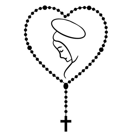 Rosary Heart Auto Decal