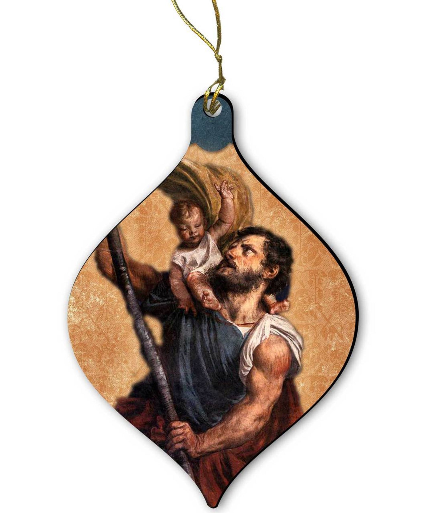 Saint Christopher Wood Ornament 2 3/4"