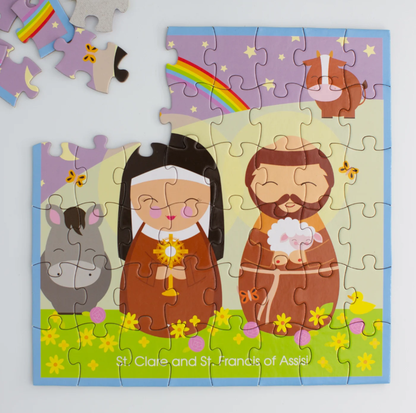 Saint Clare and Saint Francis of Assisi Mini Puzzle - Unique Catholic Gifts