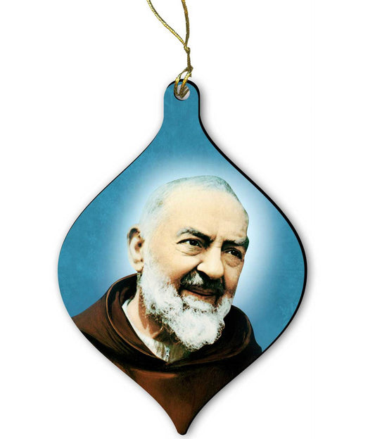 Saint Padre Pio Wood Ornament  2 3/4"