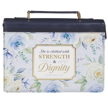 She is Clothed with Strength and Dignity Bible Cover Proverbs 31:25 Medium - Unique Catholic Gifts