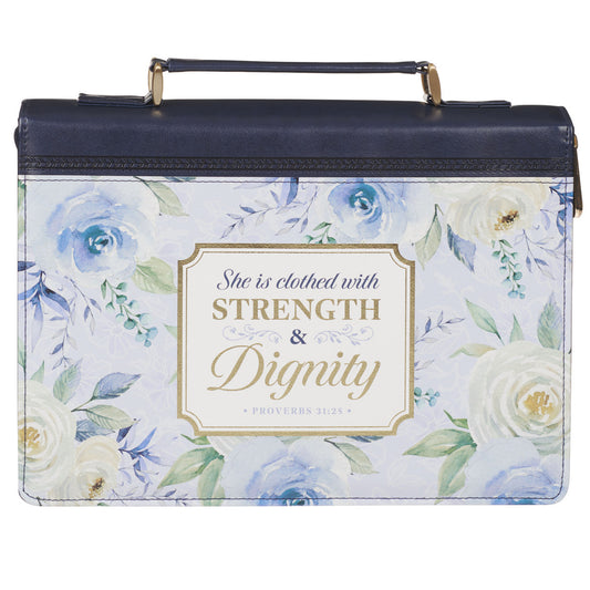 She is Clothed with Strength and Dignity Bible Cover Proverbs 31:25 Medium - Unique Catholic Gifts