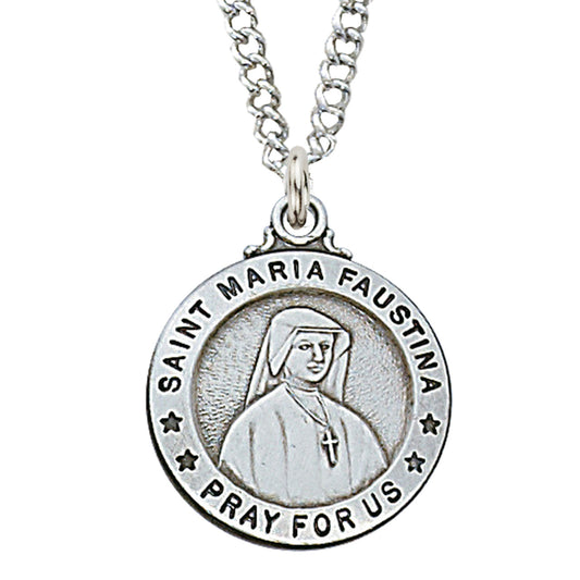 Silver Saint Faustina Medal 3/4"