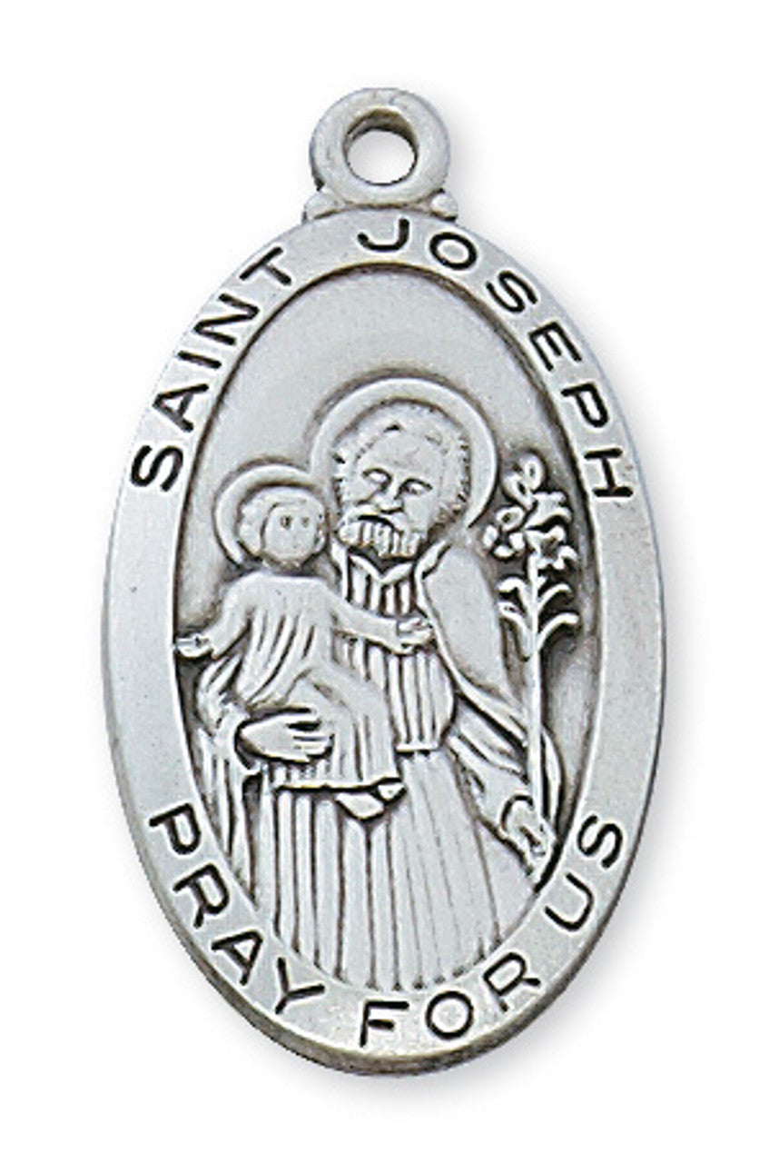 St. Joseph Sterling Silver Medal  1 1/8"