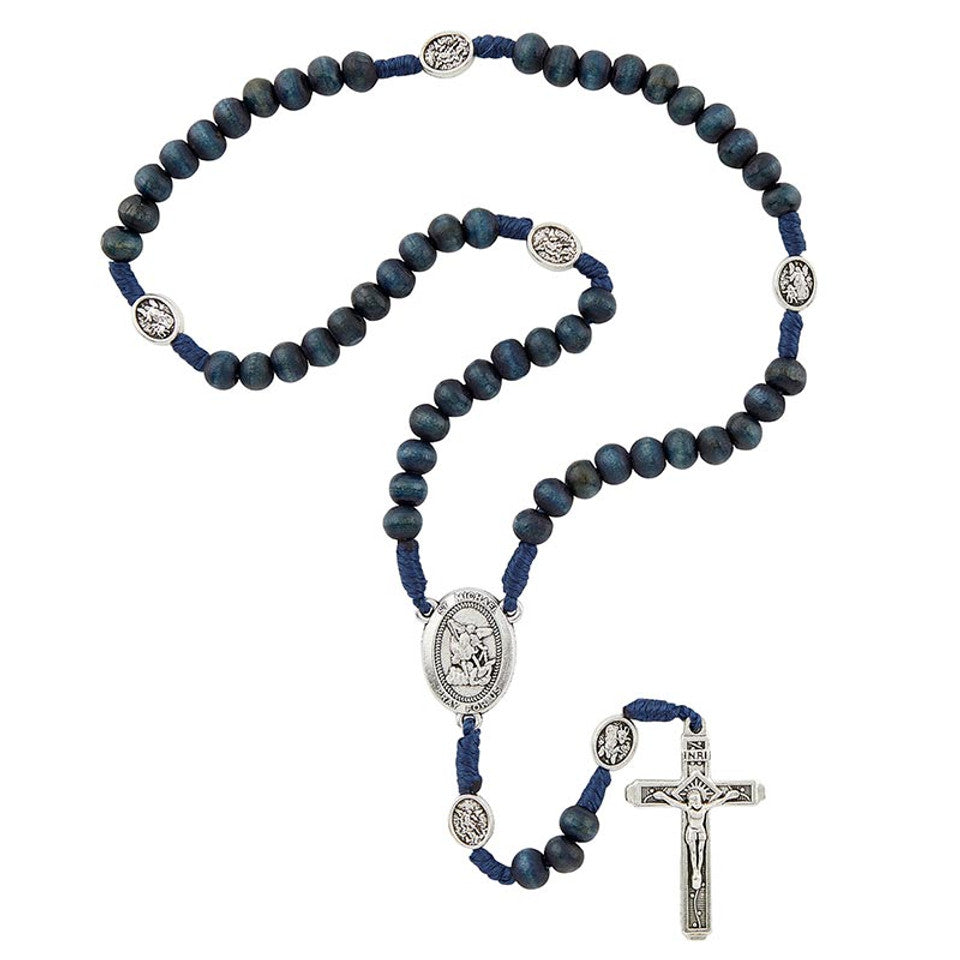 St. Michael Wood and Cord Rosary