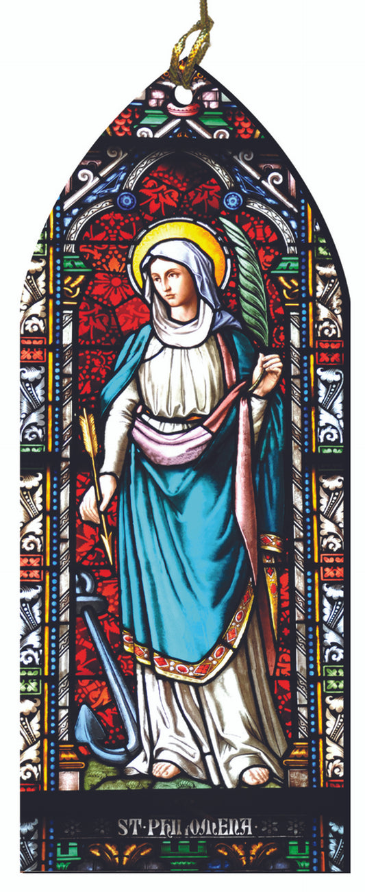 St. Philomena Stained Glass Wood Ornament 5"