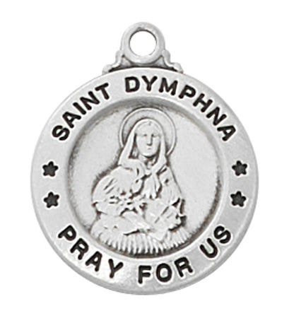 St. Dymphna Sterling Silver Medal 5/8"