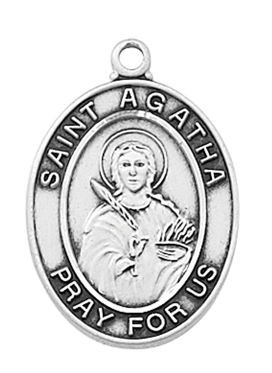 St Agatha Sterling Silver Medal 1"