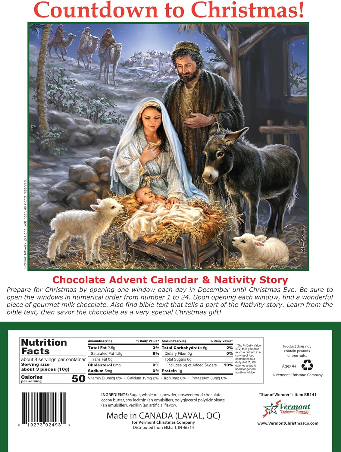 'Star of Wonder' Chocolate Advent Calendar with Nativity Story