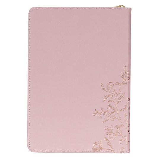 Strength and Dignity Pink Faux Leather Journal Proverbs 31:25