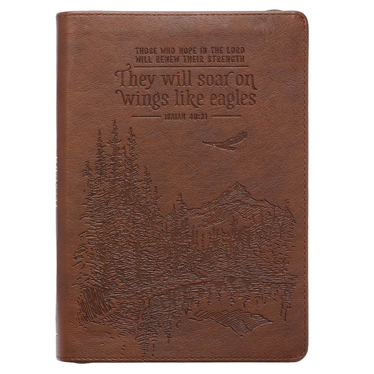 They will Soar on Wings like Eagles Faux Leather Journal with Zipper - Unique Catholic Gifts