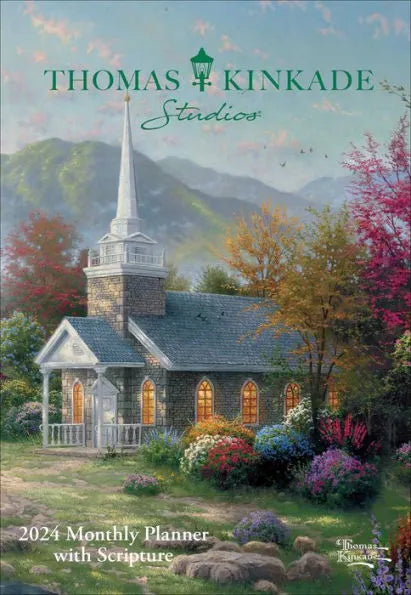 Thomas Kinkade Studios 12-Month 2024 Monthly Pocket Planner Calendar with Script - Unique Catholic Gifts