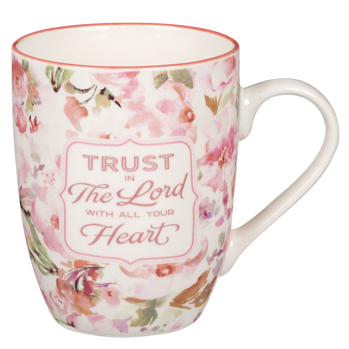 Trust in Lord Floral Ceramic Mug - Proverbs 3:5 - Unique Catholic Gifts