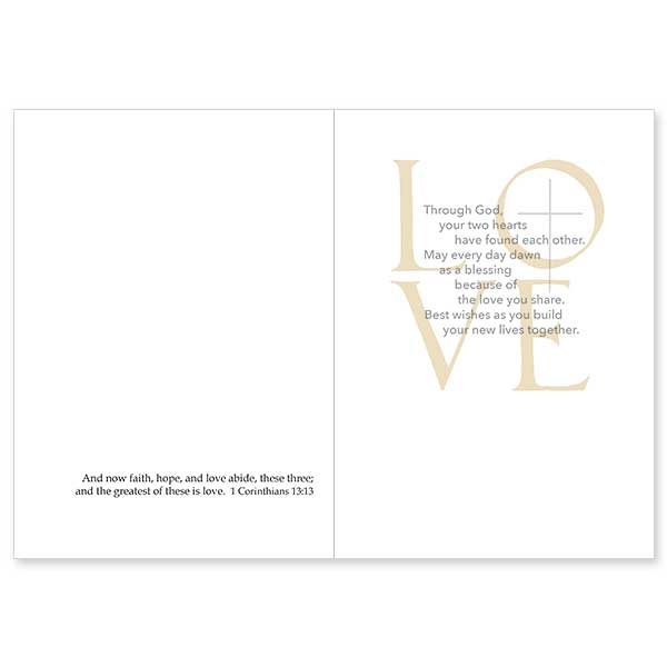 L-o-v-e Wedding Congratulations Greeting Card - Unique Catholic Gifts