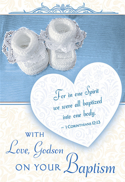 With Love, Godson on your Baptism Greeting Card - Unique Catholic Gifts