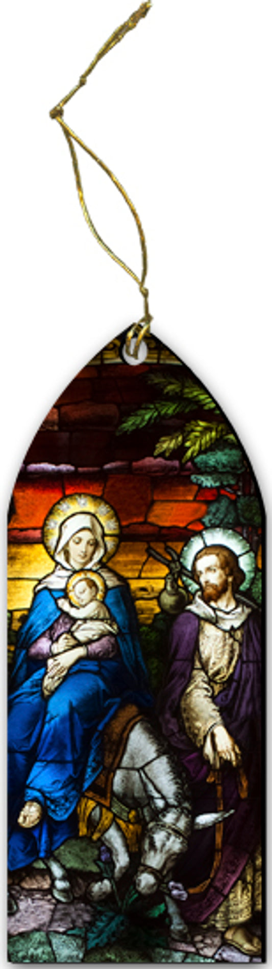 Flight into Egypt Stained Glass Style Wood Ornament 5"