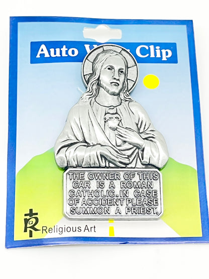 Sacred Heart of Jesus Auto Visor Clip - Unique Catholic Gifts