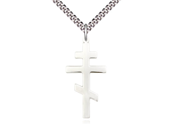 Sterling Silver St Andrew Pendant on a 24 inch Light Rhodium Heavy Curb Chain - Unique Catholic Gifts