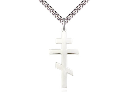 Sterling Silver St Andrew Pendant on a 24 inch Light Rhodium Heavy Curb Chain - Unique Catholic Gifts