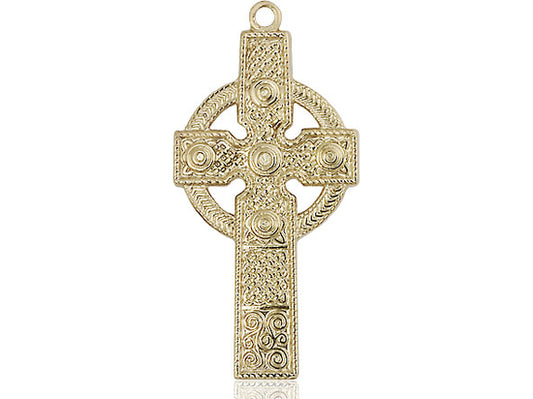 14kt Gold Filled Kilklispeen Cross Pendant on a 24 inch Gold Plate Heavy Curb Chain. - Unique Catholic Gifts