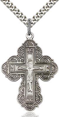 Sterling Silver Irene Cross Pendant  Size: (1 1/4 x 7/8") - Unique Catholic Gifts