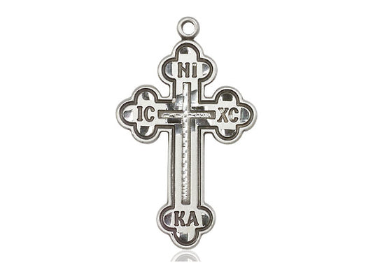 Sterling Silver Russian Cross Pendant on a 18 inch Sterling Silver Light Curb Chain - Unique Catholic Gifts