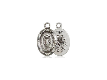 Sterling Silver Miraculous Pendant on a 18 inch Sterling Silver Light Curb Chain - Unique Catholic Gifts