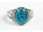 Miraculous Ring Blue Epoxy - Sterling Silver Ring - Blue Jewelry - Epoxy Jewelry - Unique Catholic Gifts