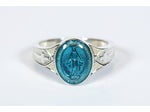 Miraculous Ring Blue Epoxy - Sterling Silver Ring - Blue Jewelry - Epoxy Jewelry - Unique Catholic Gifts