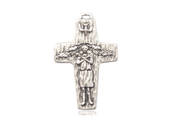 Sterling Silver Papal Crucifix Pendant on a 18 inch Sterling Silver Light Curb Chain - Unique Catholic Gifts