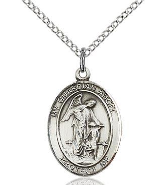 Sterling Silver Guardian Angel Medal 3/4" - Unique Catholic Gifts